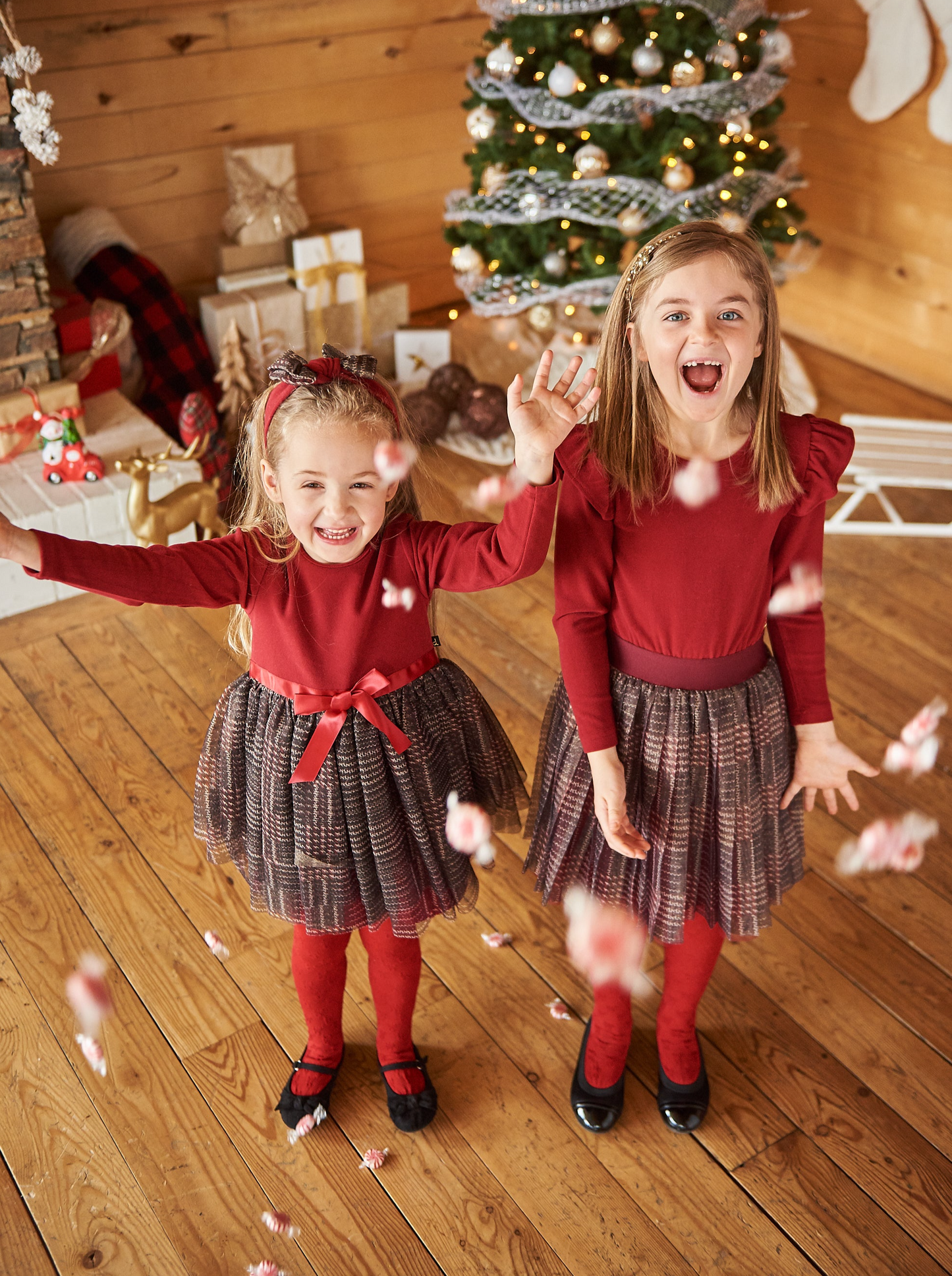 Baby Girls Long Sleeve Dress With Glittering Tulle Skirt