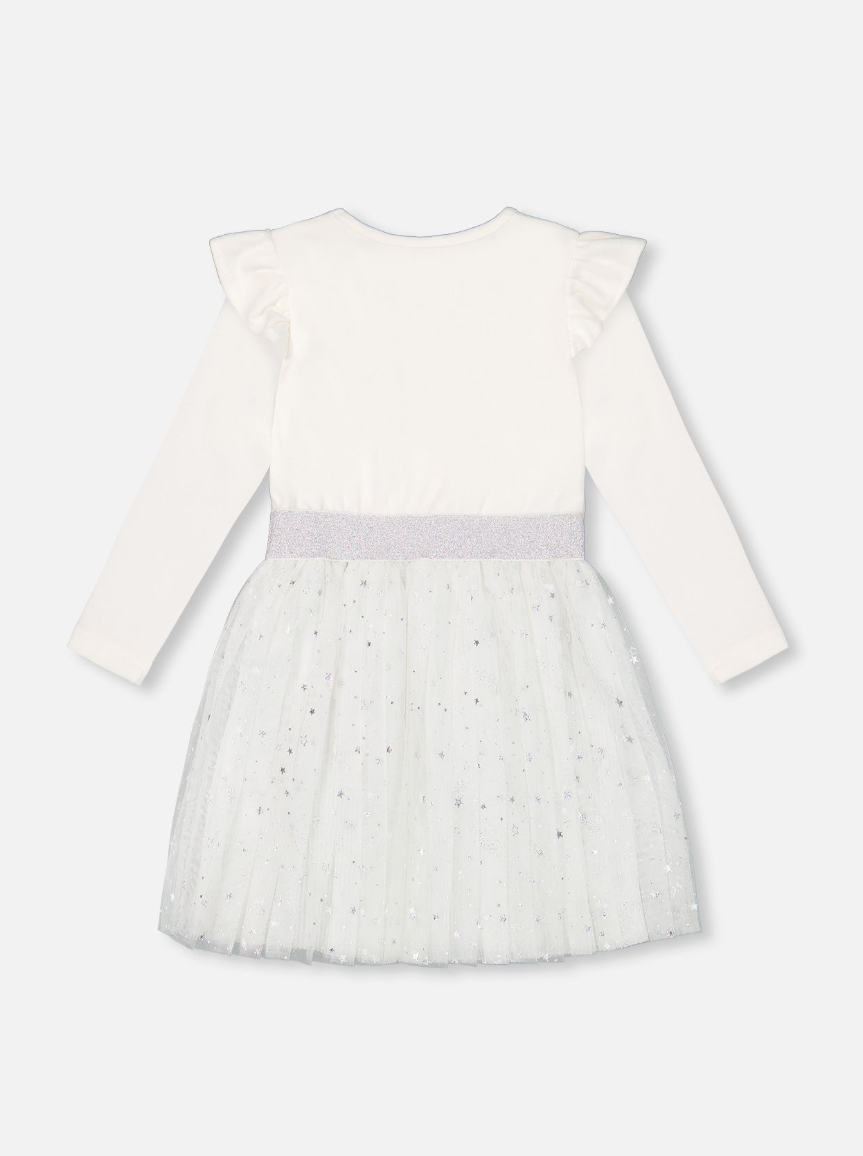 Girls Long Sleeve Dress With Glittering Tulle Skirt