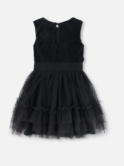 Girls Sleeveless Dress With Tulle Skirt