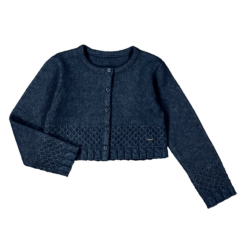 Girls Button Up Knit Bolero Cardigan