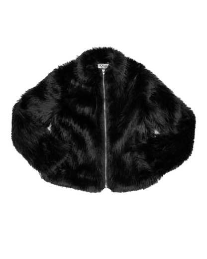 Girls Black Feather Fur Jacket