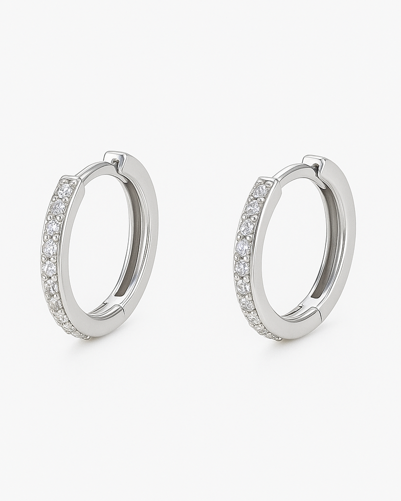 Girls Silver Stone Hoops