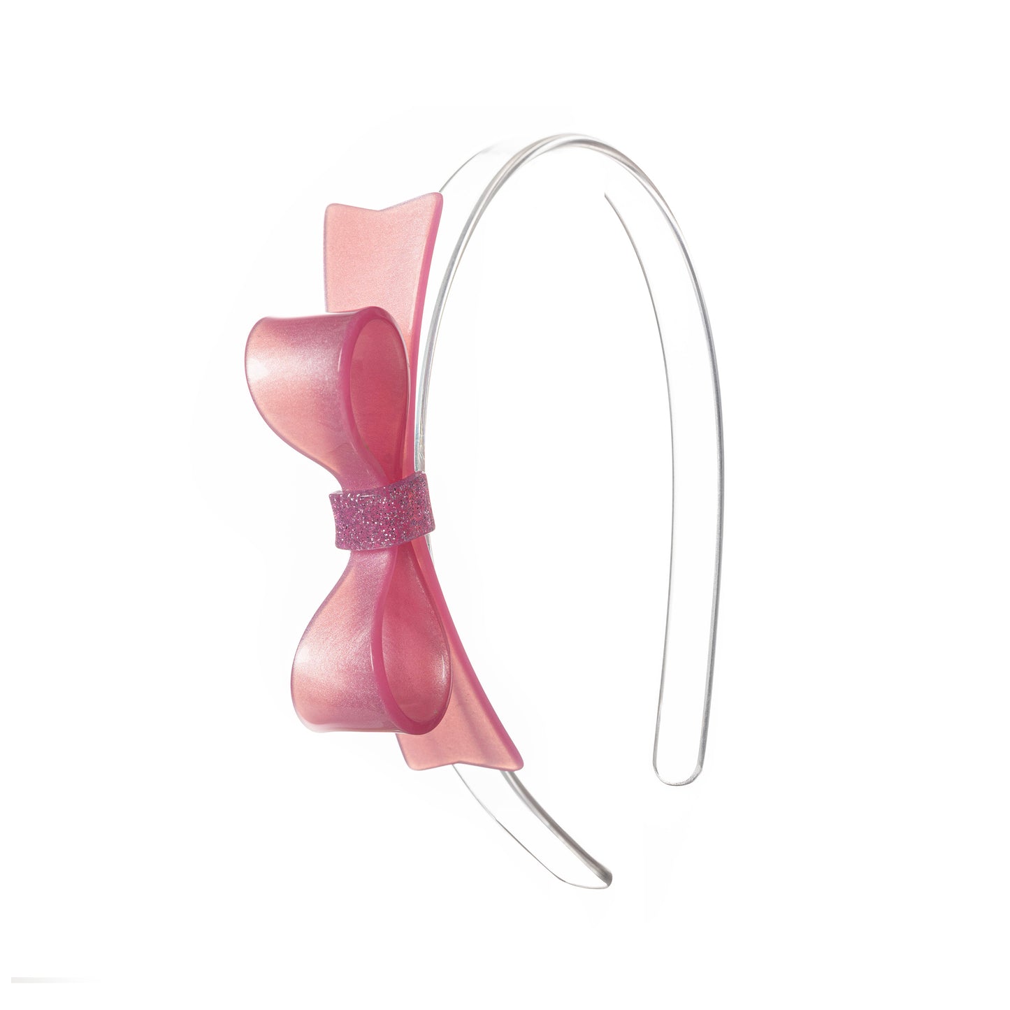 LR-Pink Satin Bow Tie Headband