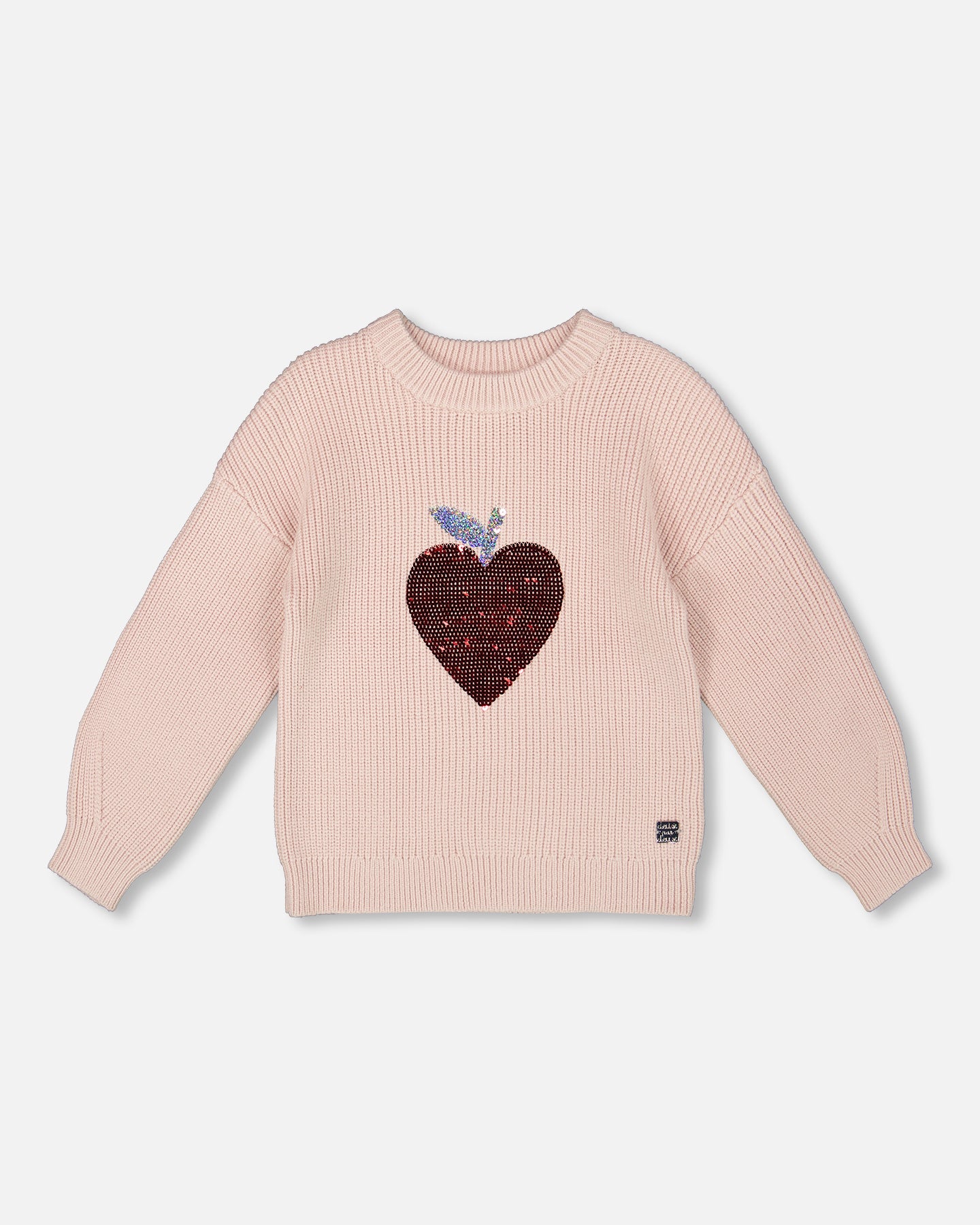 Deux Par Deux Girls Sweater With Heart Sequins_ H20IT72