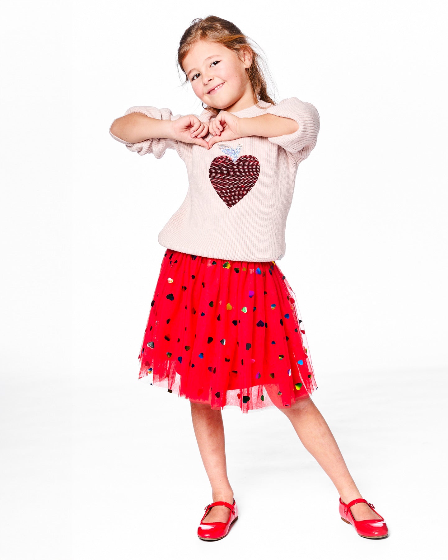 Deux Par Deux Girls Sweater With Heart Sequins_ H20IT72