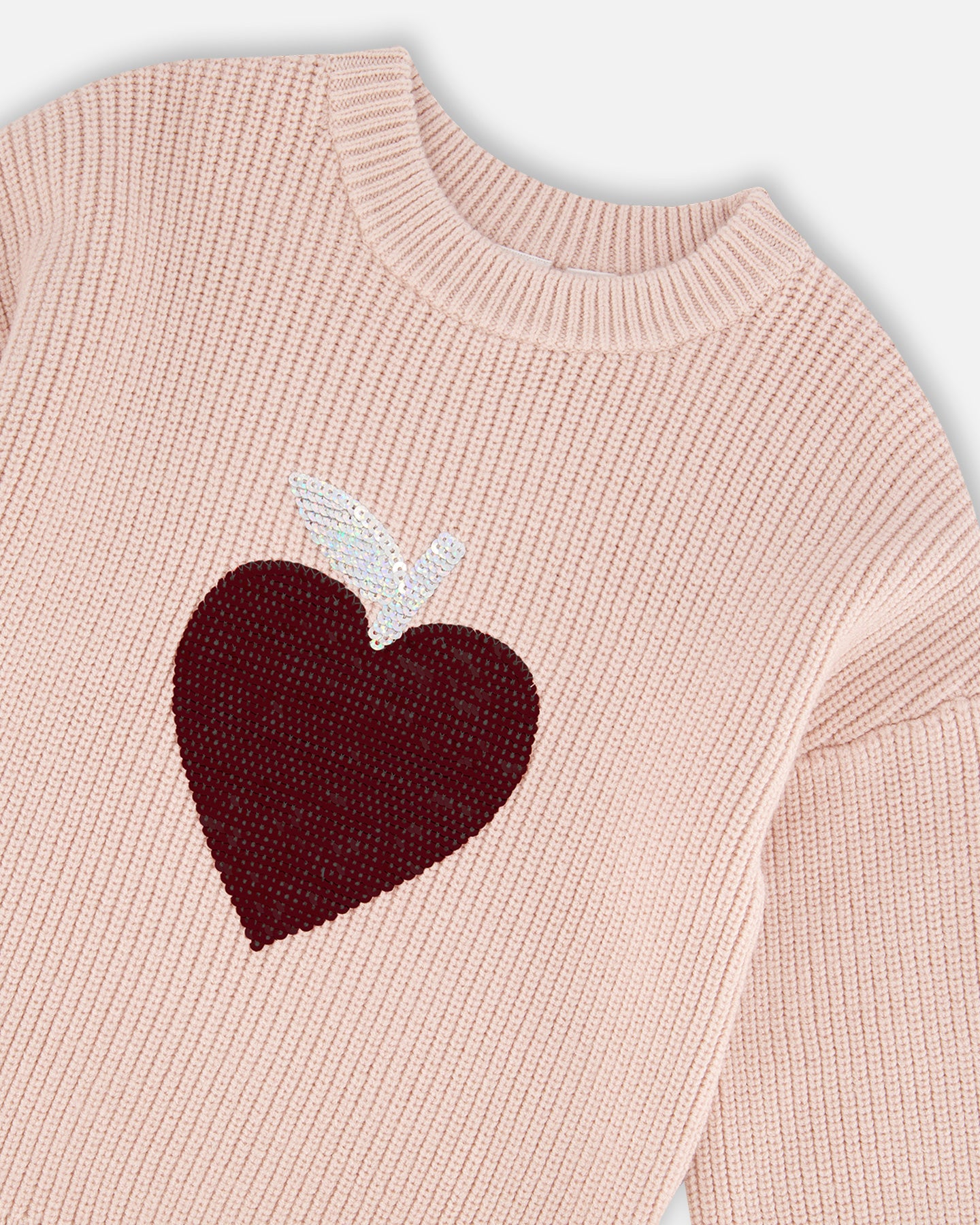 Deux Par Deux Girls Sweater With Heart Sequins_ H20IT72