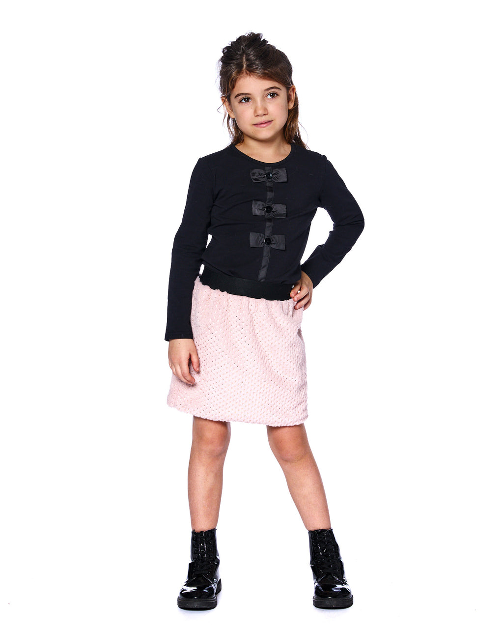 Deux Par Deux Girls Bow T-Shirt_ H20Q70