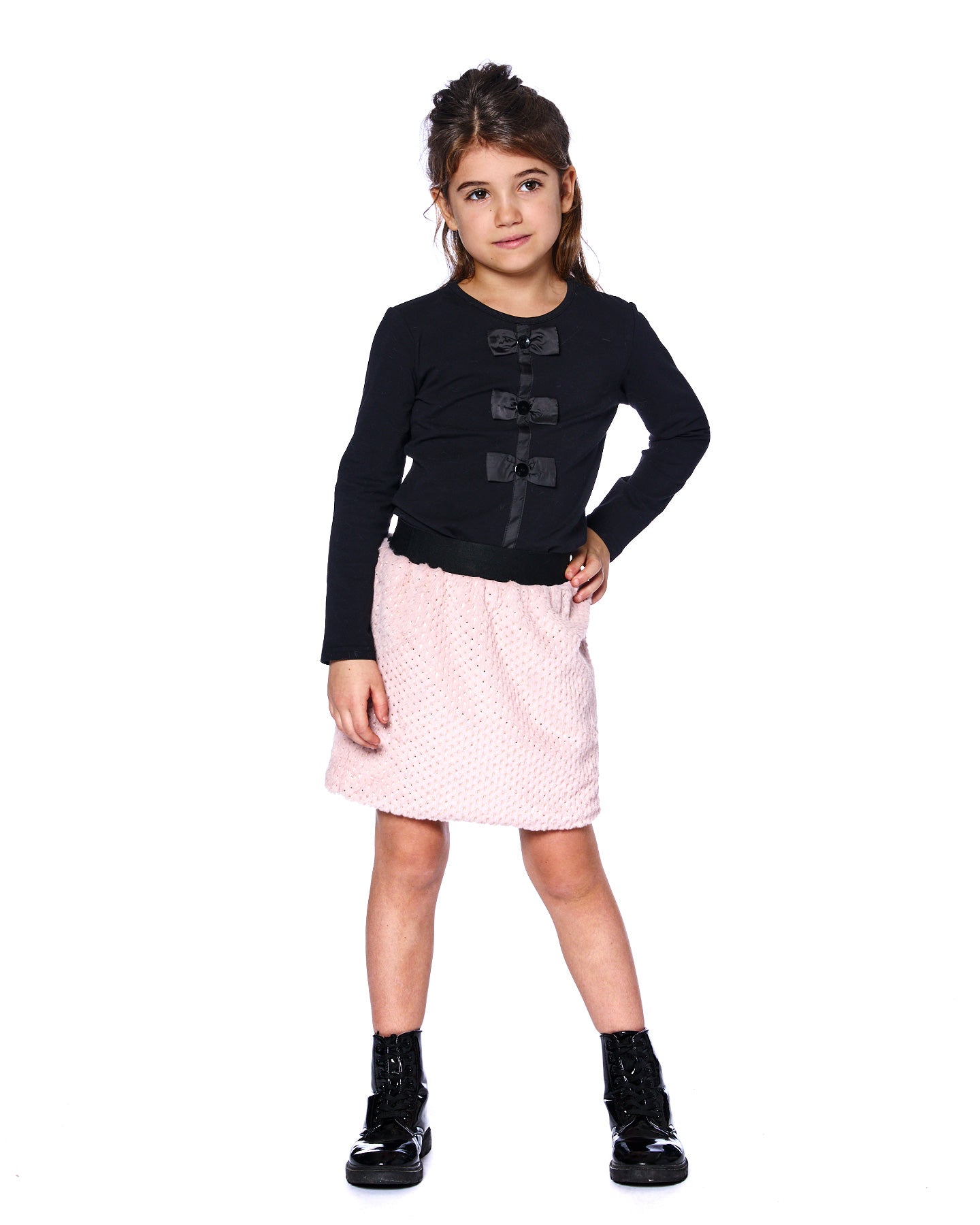 Deux Par Deux Girls Bow T-Shirt_ H20Q70