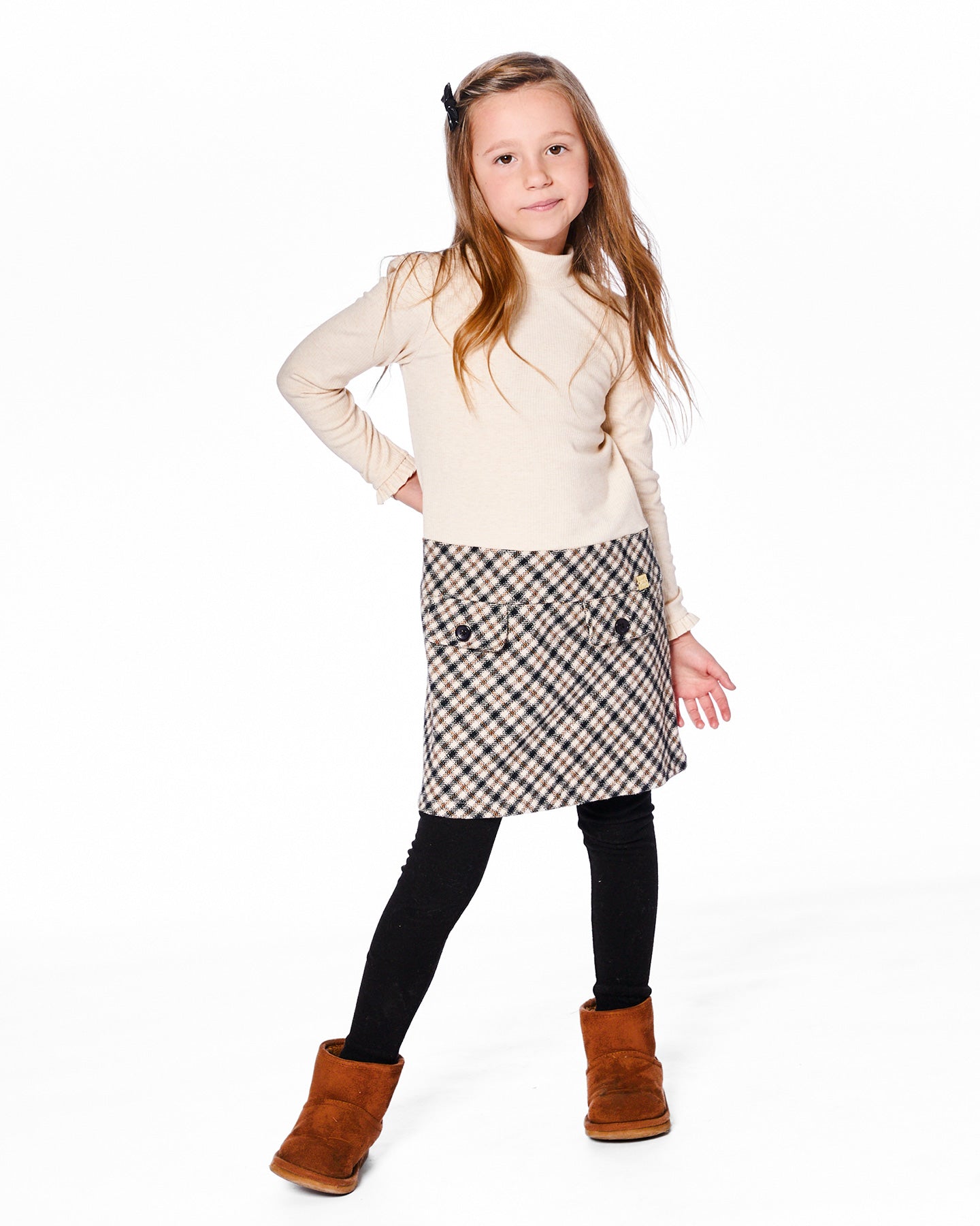 Deux Par Deux Girls Mock Neck Dress_ H20Q87