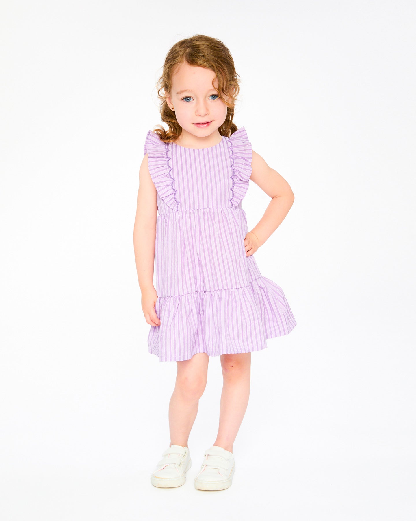 Deux Par Deux Girls Striped Dress_ H30E86