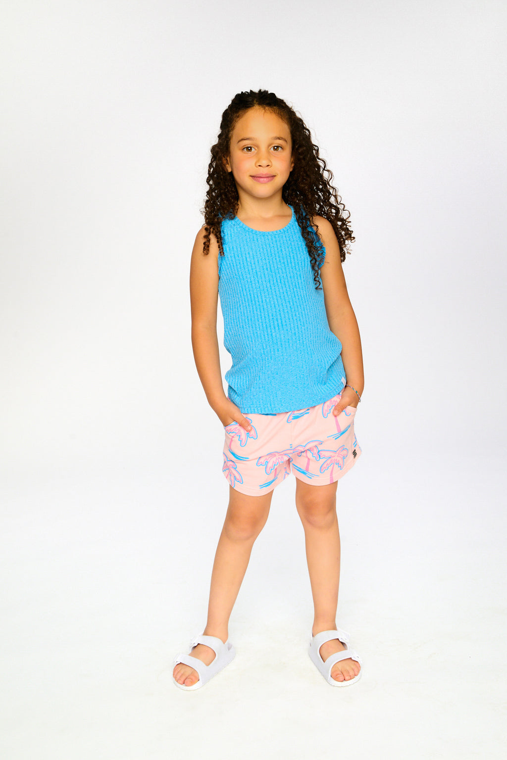 Deux Par Deux Girls Printed Terry Shorts_ H30G26