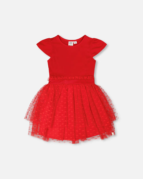 Deux Par Deux Girls Bi-Material Dress + Purse_ H30H88/H30HA