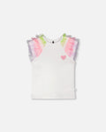 Deux Par Deux Girls T-Shirt With Mesh Sleeves_ H30M72