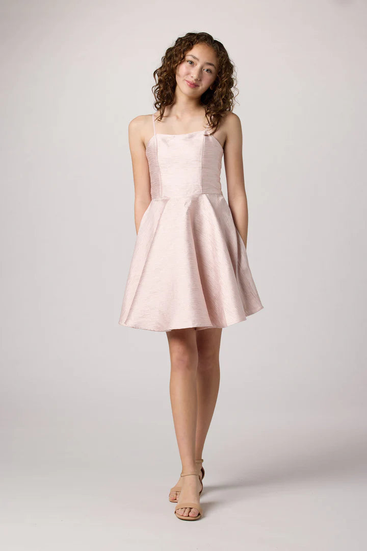 UDT Pink Jacquard Party Dress w/Straps