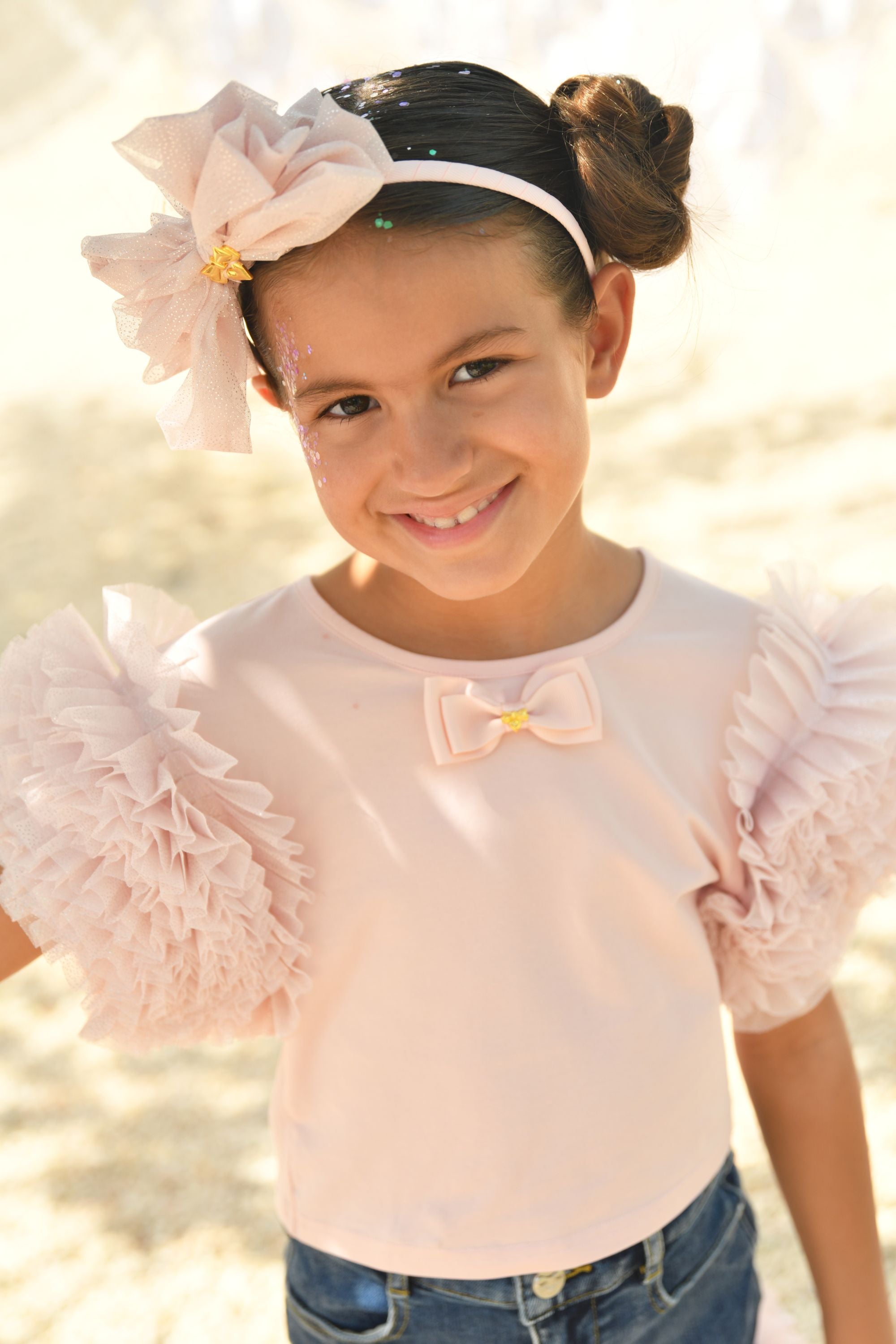 Angel Face Lessi Tulle Sleeve Top_ SS26LESSI