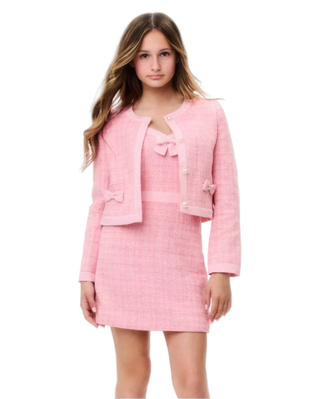 LoveShackFancy Girls Kitt Tweed Dress With Jacket