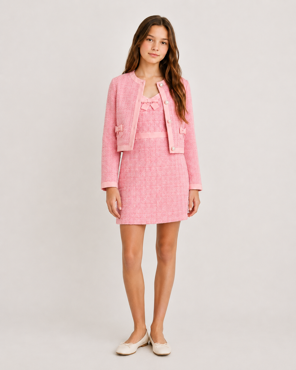LoveShackFancy Girls Kitt Tweed Dress With Jacket_ GD218