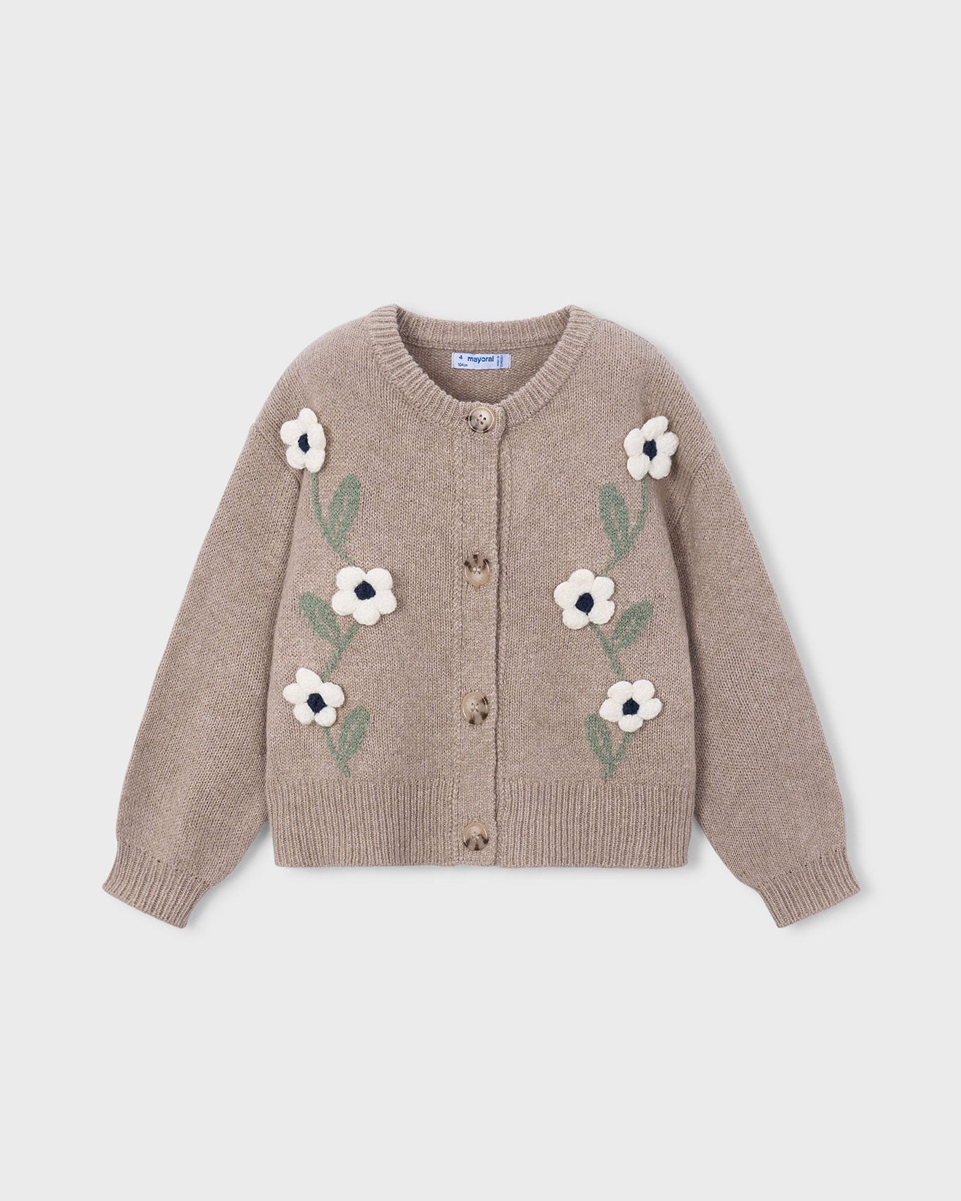 Mayoral Girls Floral Knit Cardigan front