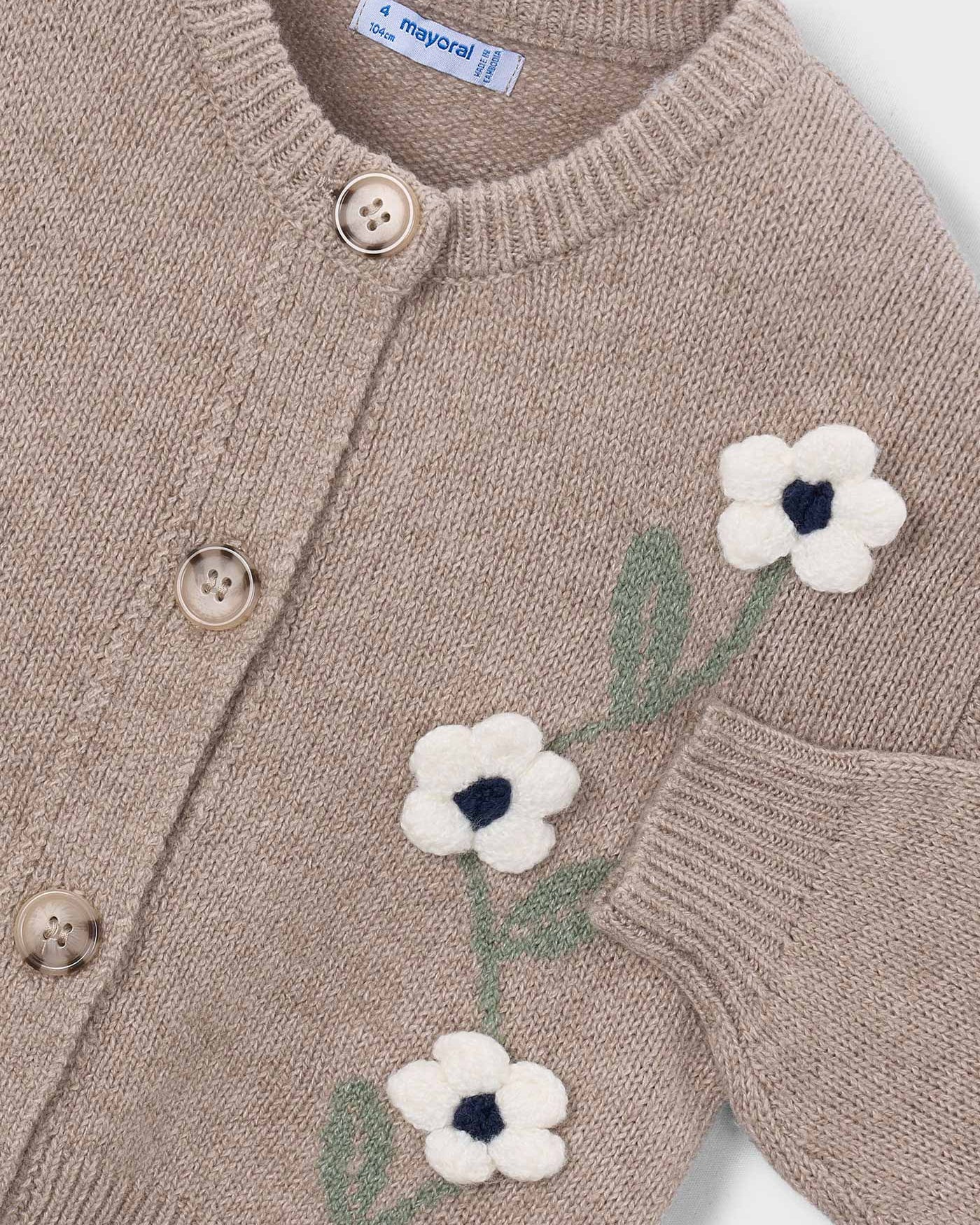 Mayoral Girls Floral Knit Cardigan