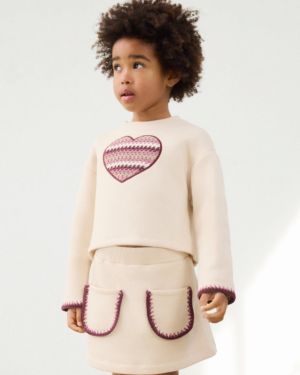 Mayoral Girls Heart Sweatshirt & Skirt Set