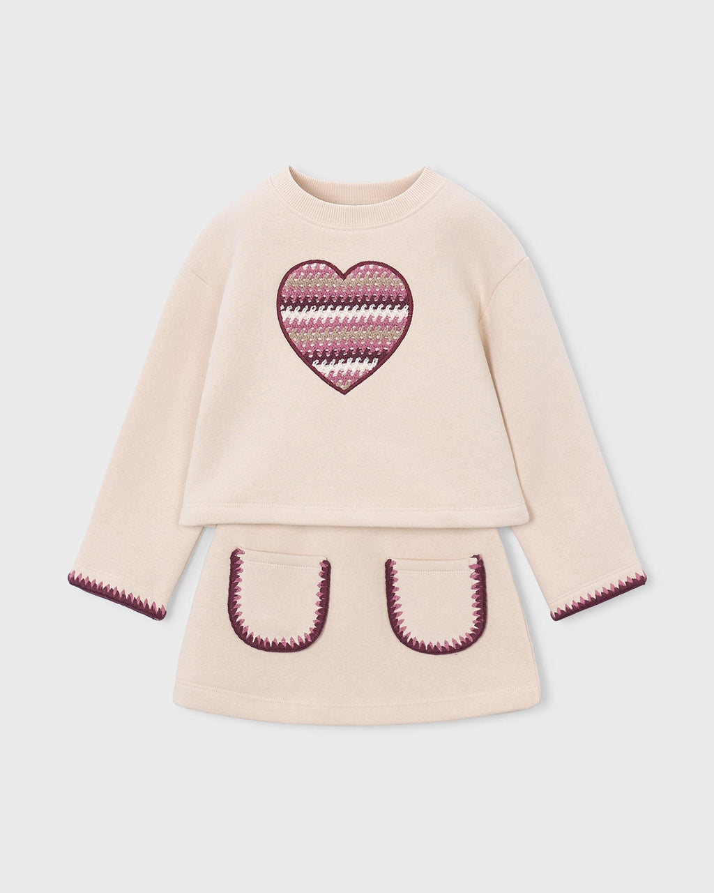 Mayoral Girls Heart Sweatshirt & Skirt Set