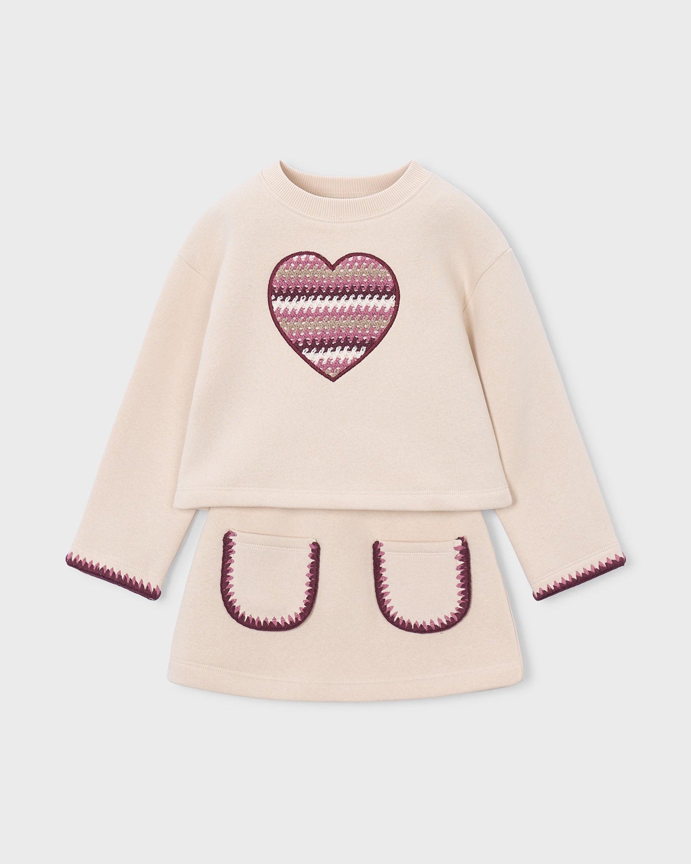 Mayoral Girls Heart Sweatshirt & Skirt Set