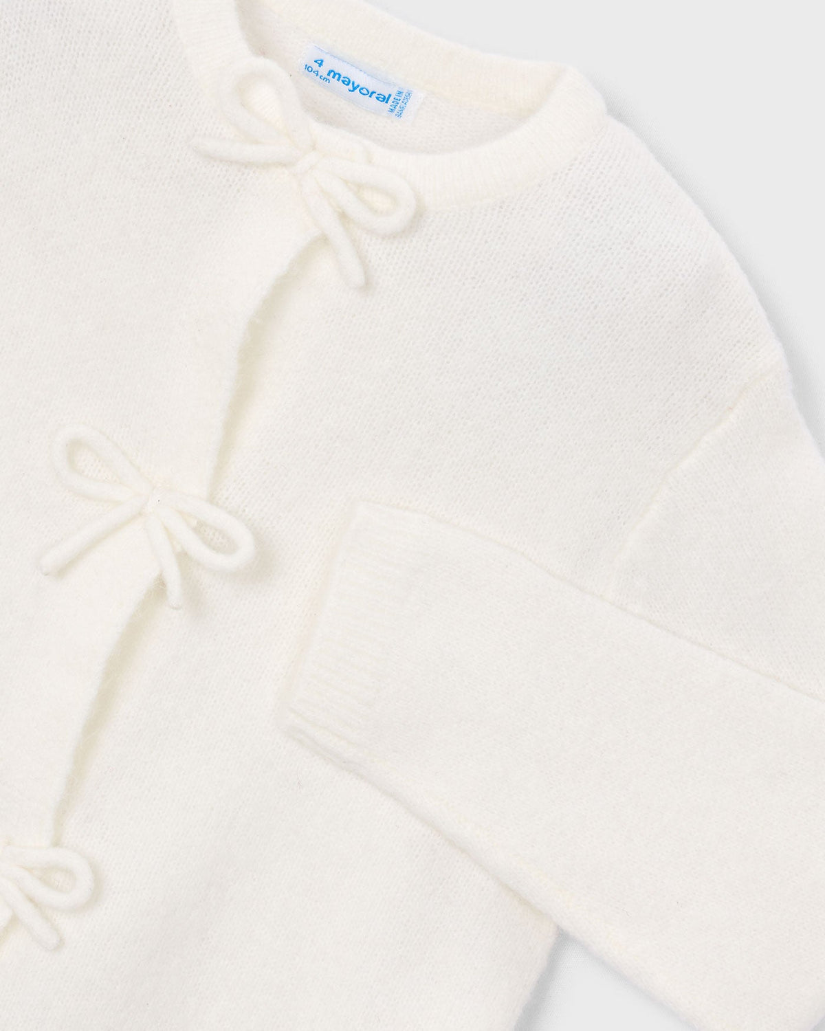 Mayoral Girls Knit Bow Cardigan natural