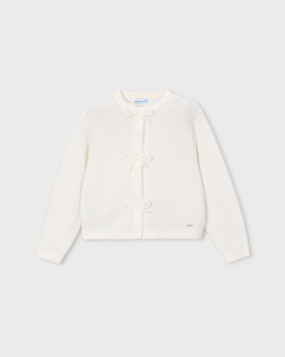 Mayoral Girls Knit Bow Cardigan natural