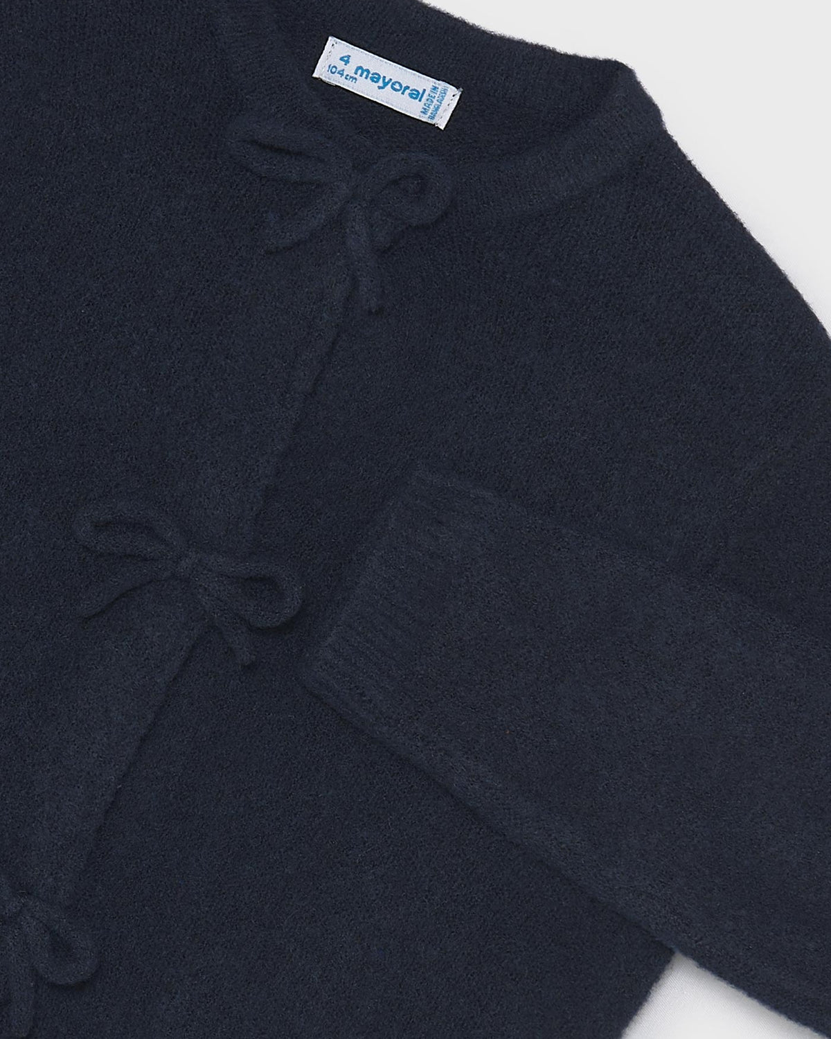 Mayoral Girls Knit Bow Cardigan navy