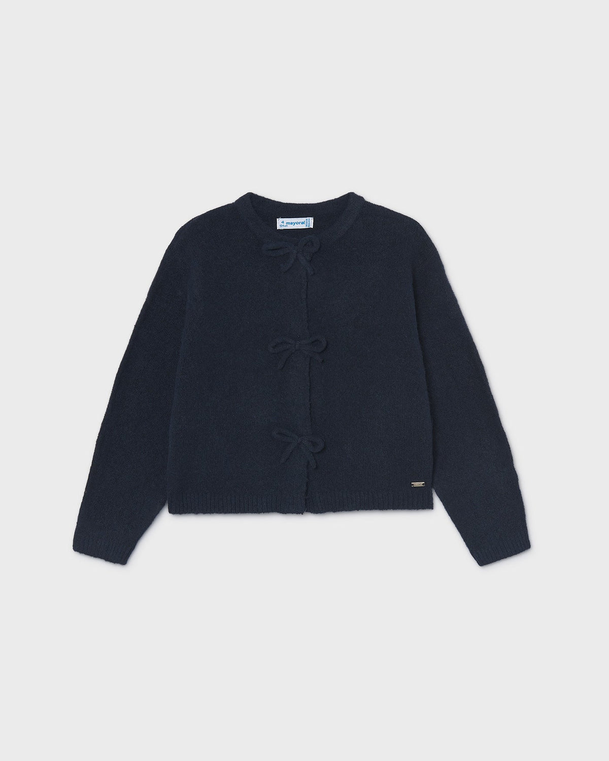 Mayoral Girls Knit Bow Cardigan navy