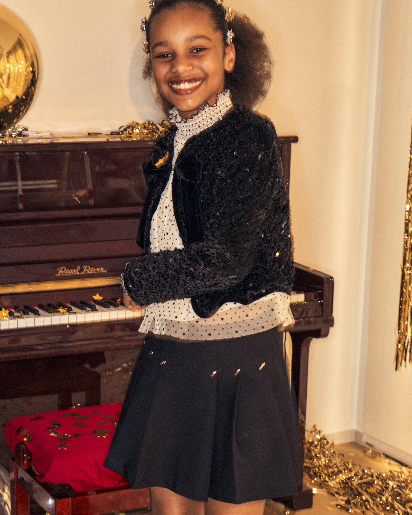 Mayoral Girls Plumeti Blouse and Skirt Set