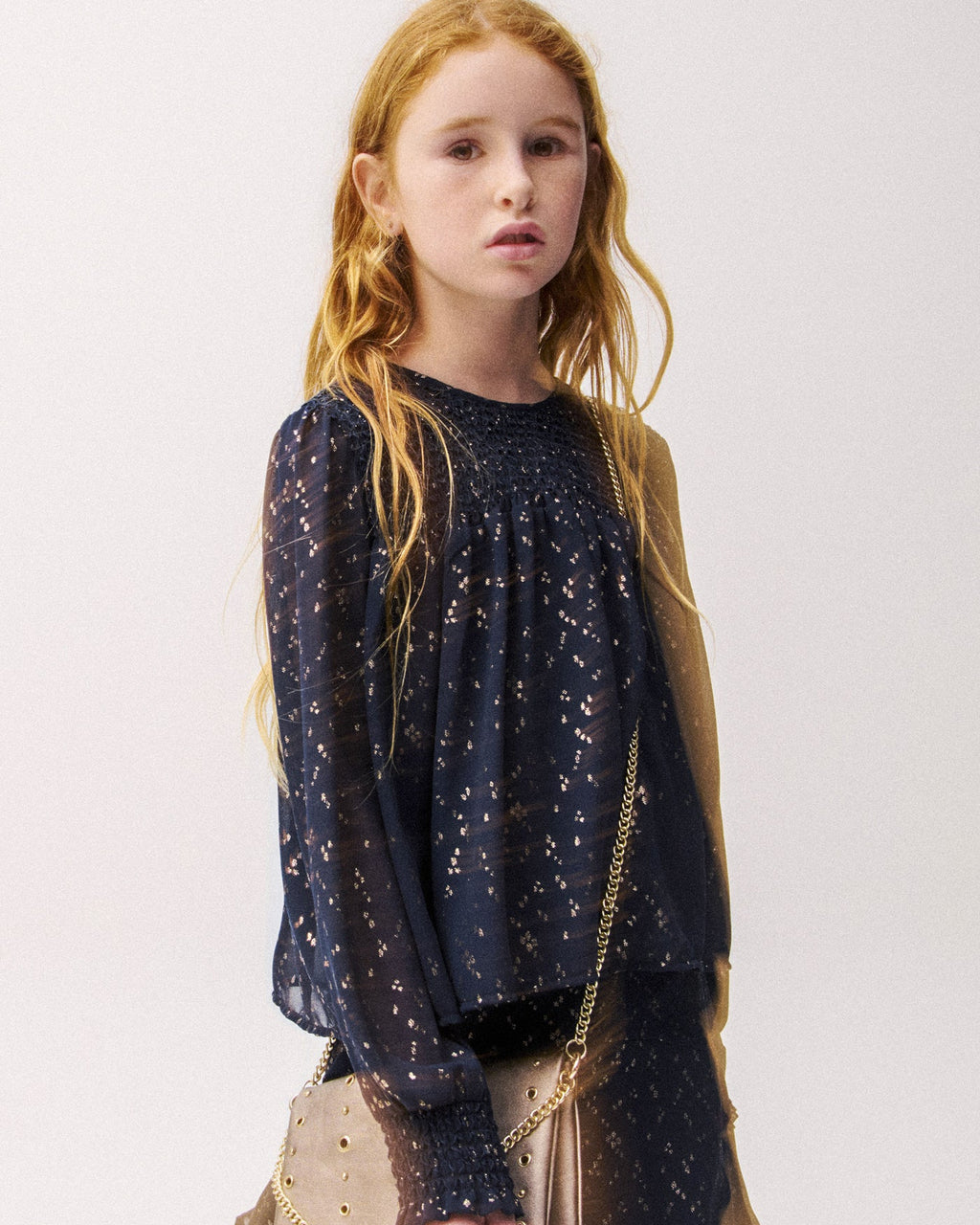 Mayoral Girls Smocked Chiffon Blouse