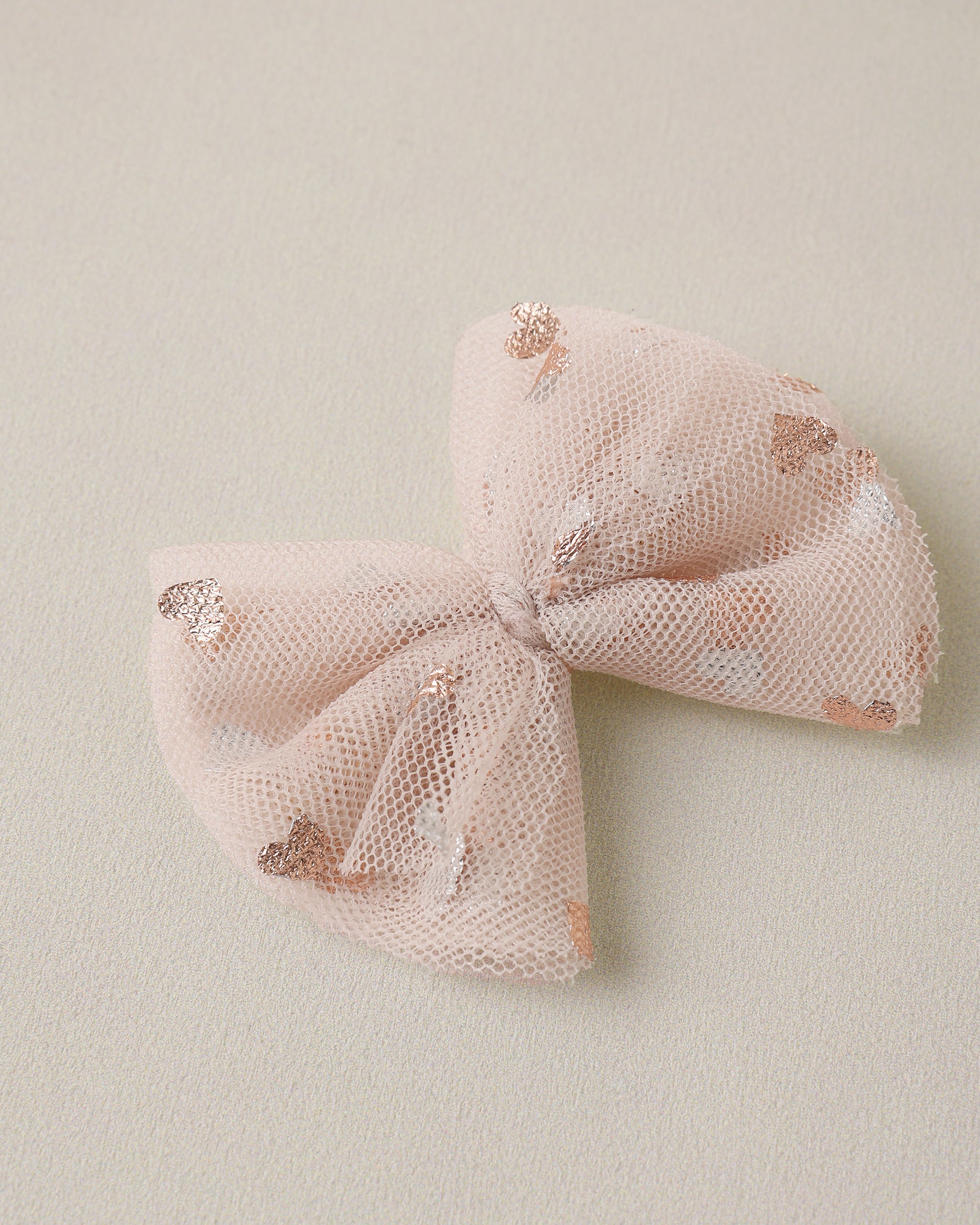 Noralee Flutter Rose Gold Hearts Tulle Clips