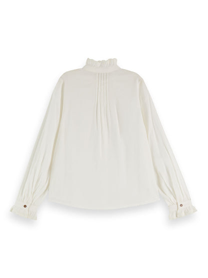 Scotch & Soda Off White Ruffle Neck & Cuff Blouse _175118-0001