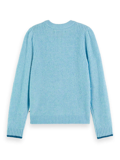 Scotch & Soda Blue Twist Knot Knit Fluffy Sweater _173766-0886