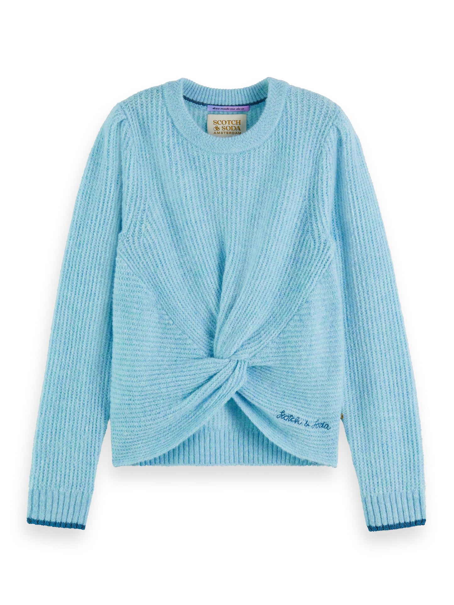 Scotch & Soda Blue Twist Knot Knit Fluffy Sweater _173766-0886