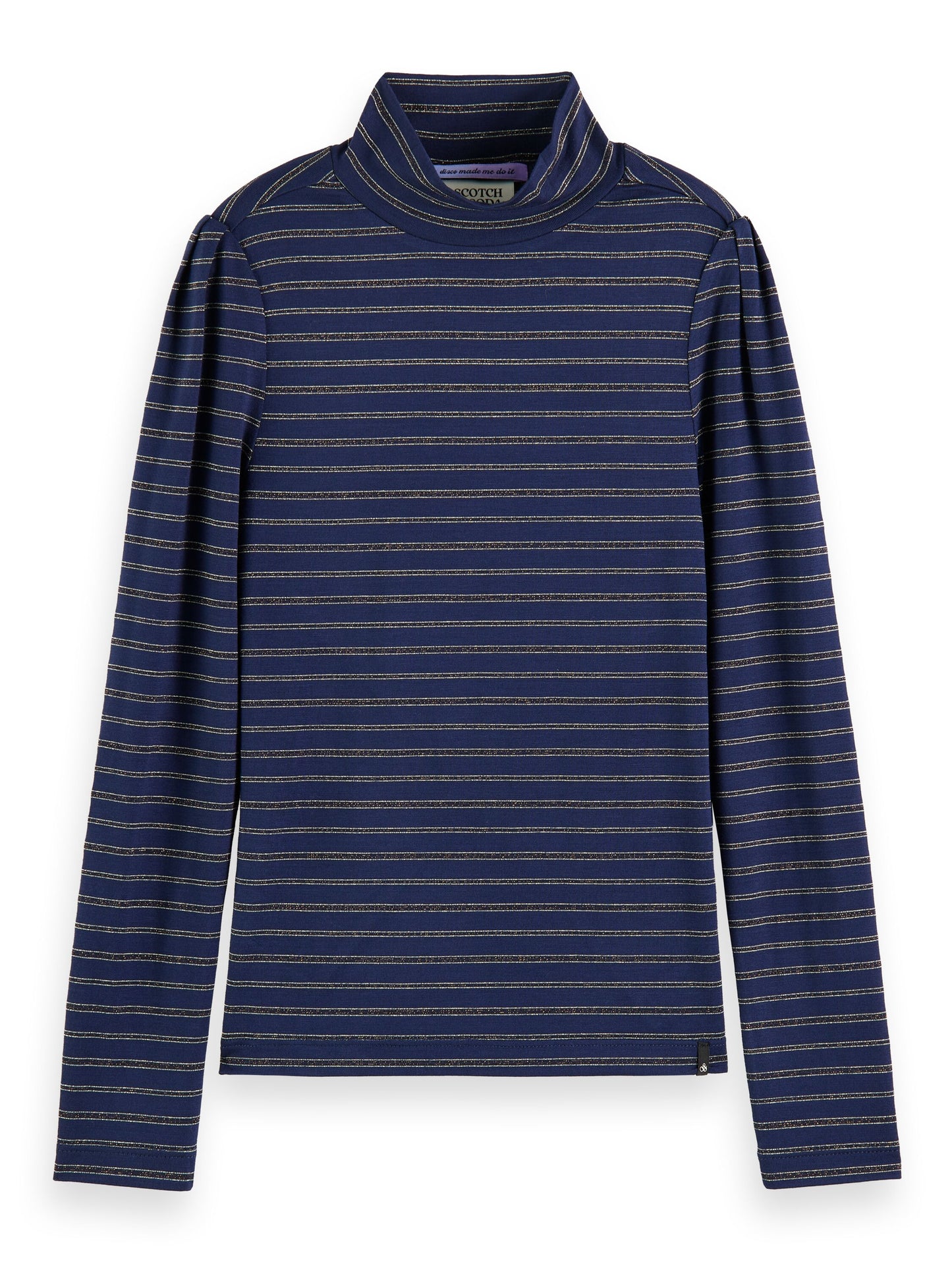 Scotch & Soda Navy Striped Glitter Mockneck Shirt _173837-5233