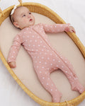 Quincy Mae Baby Pink Hearts Bamboo Zip Footie_ QM092CALW