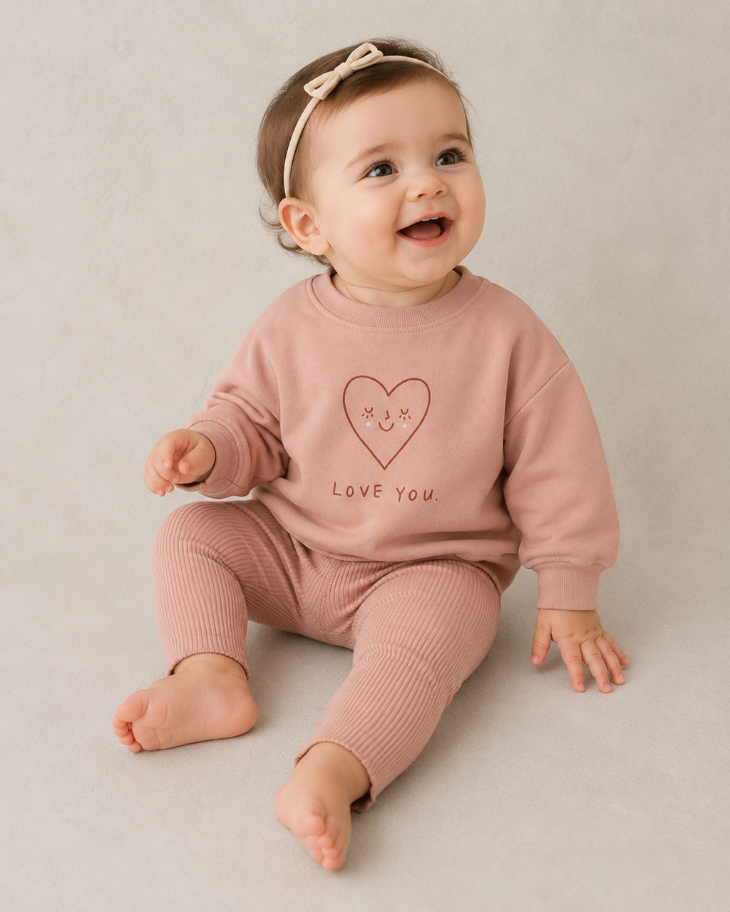 BABY IN SOFT SWEATSHIRT AND LEGGIGS FROM QUINCY MAE