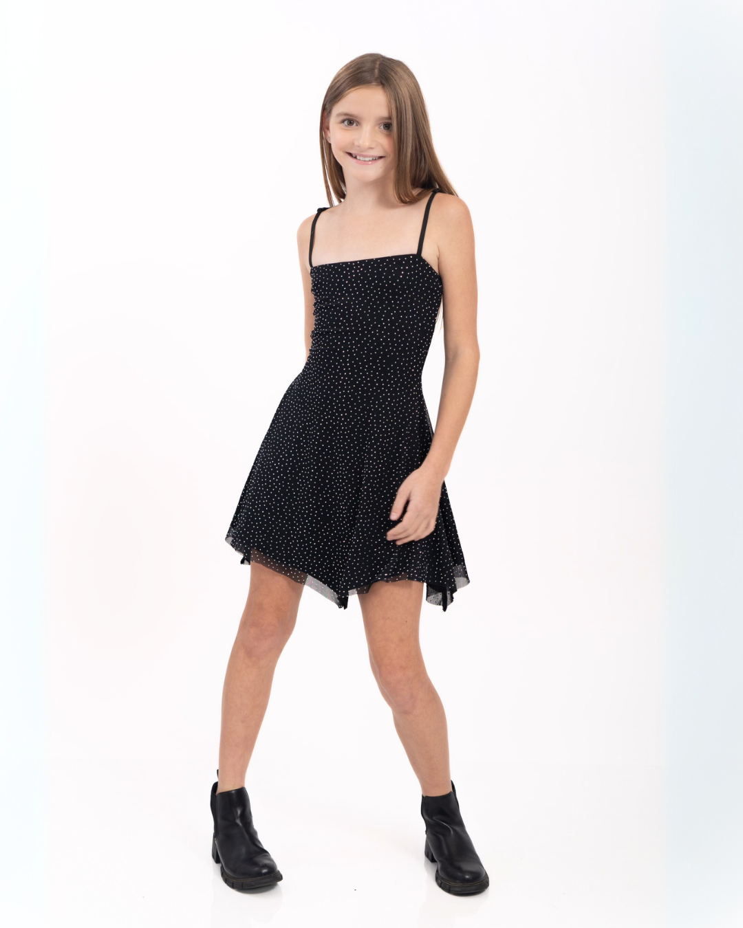 Cheryl Kids Ruby Studded Handkerchief Spaghetti Strap Party Dress _ 6138