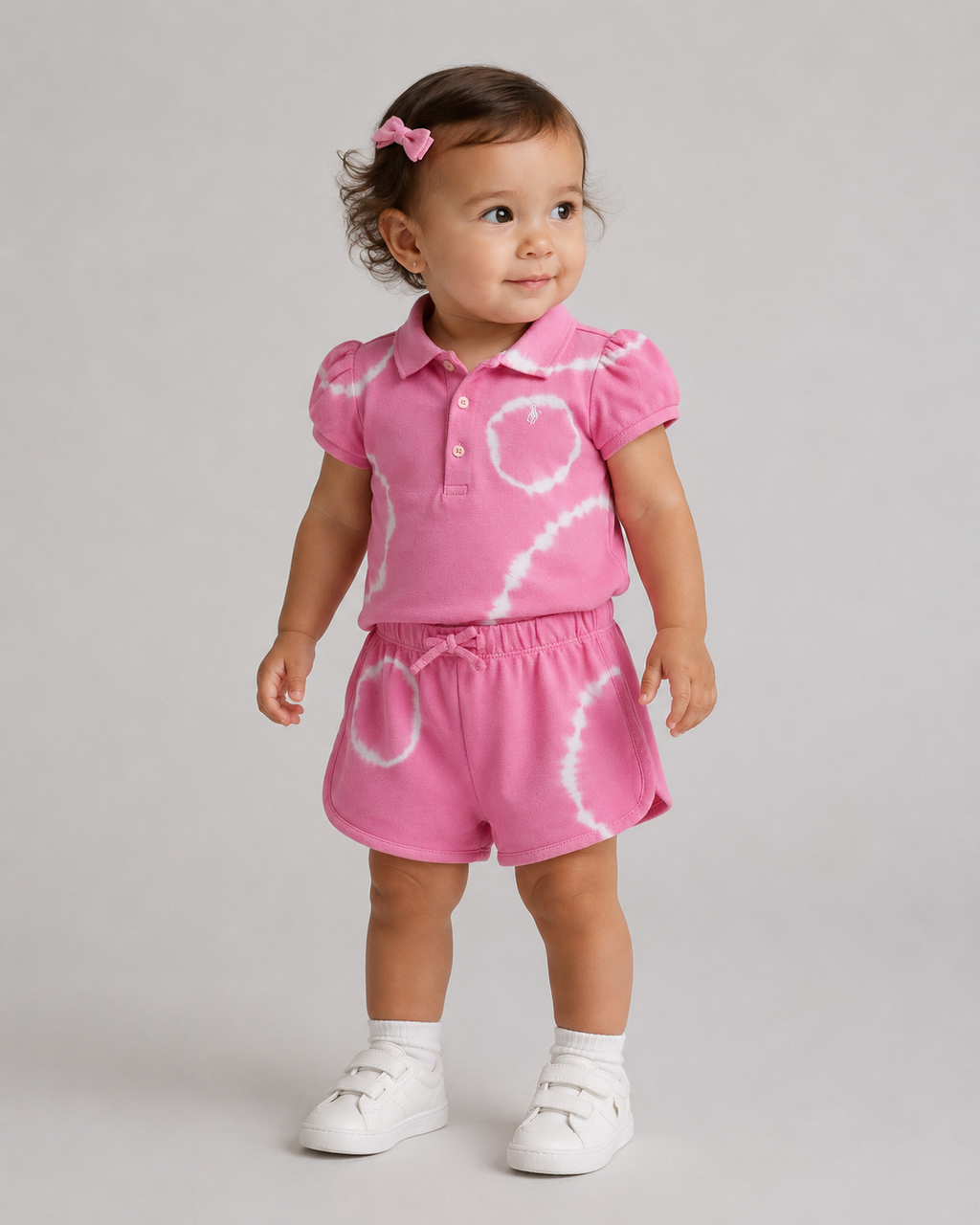 Ralph Lauren Baby Girls Stretch Mesh Polo & Shorts Set