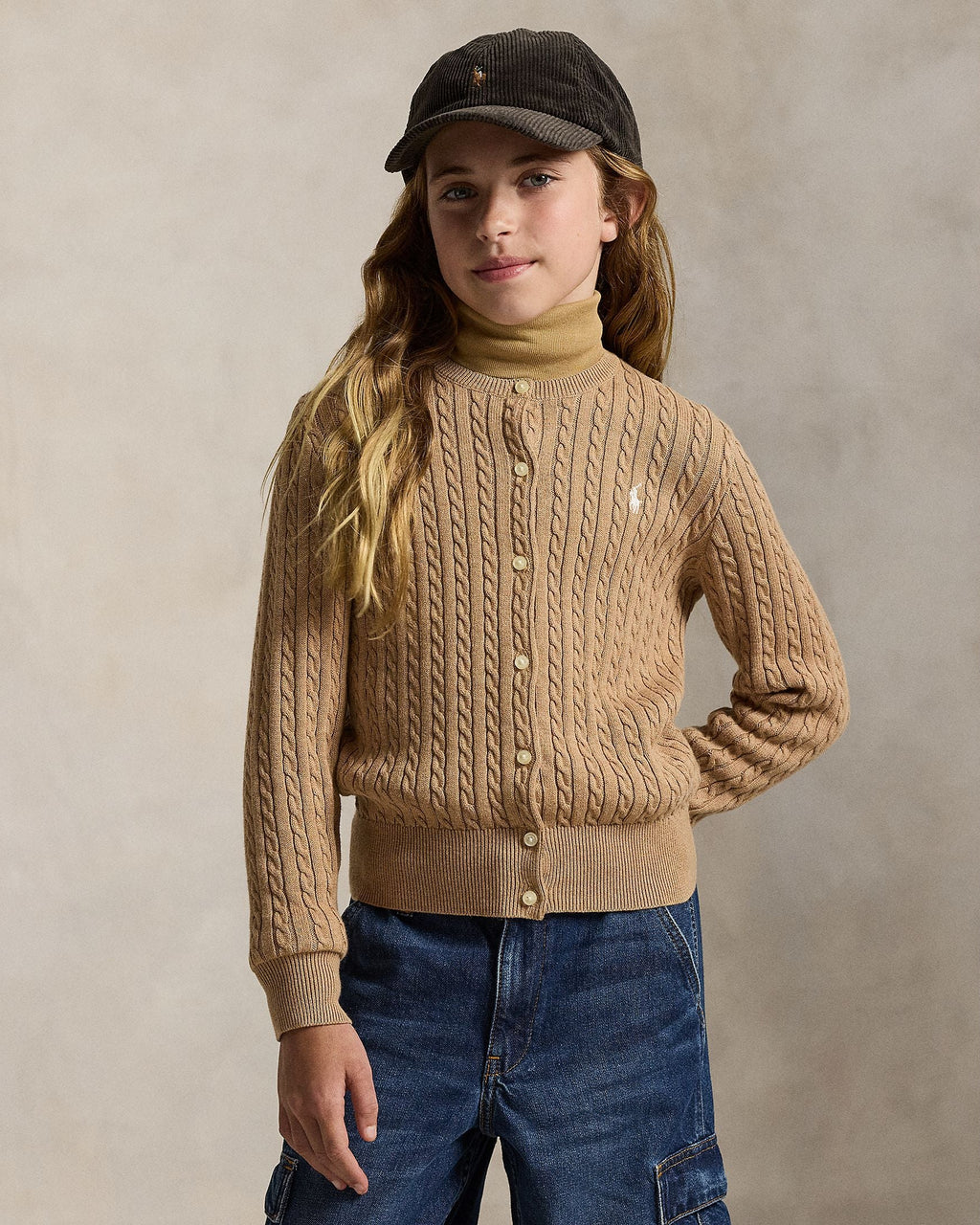 Ralph Lauren Girls Cable-Knit Cotton Cardigan