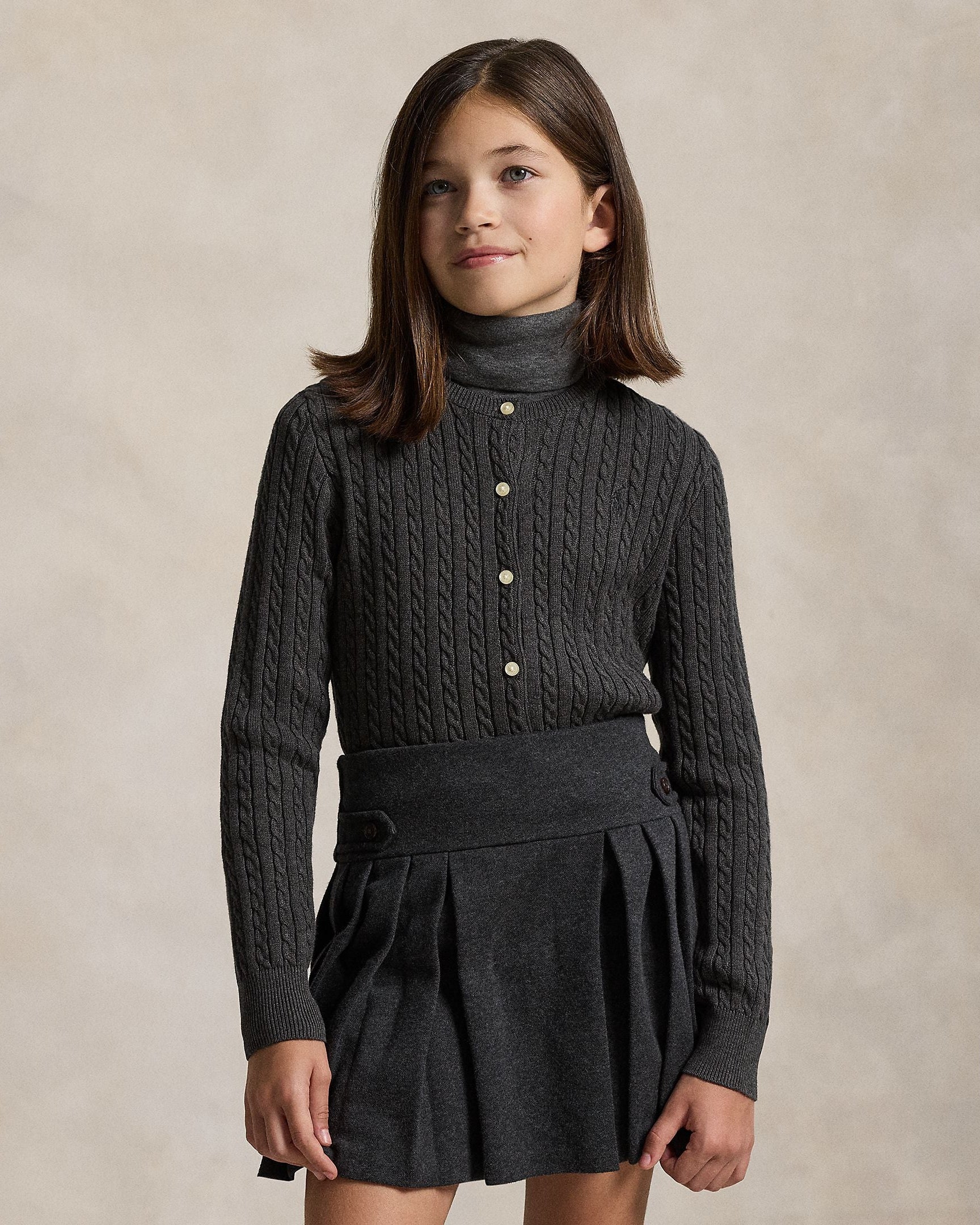 Ralph Lauren Girls Cable-Knit Cotton Cardigan