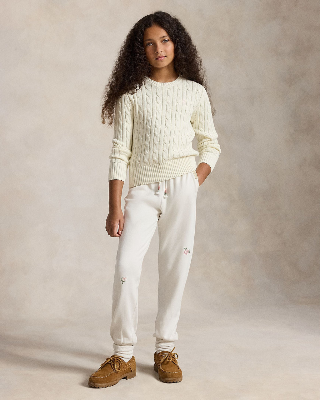 Ralph Lauren Girls Cable-Knit Cotton Pullover Sweater