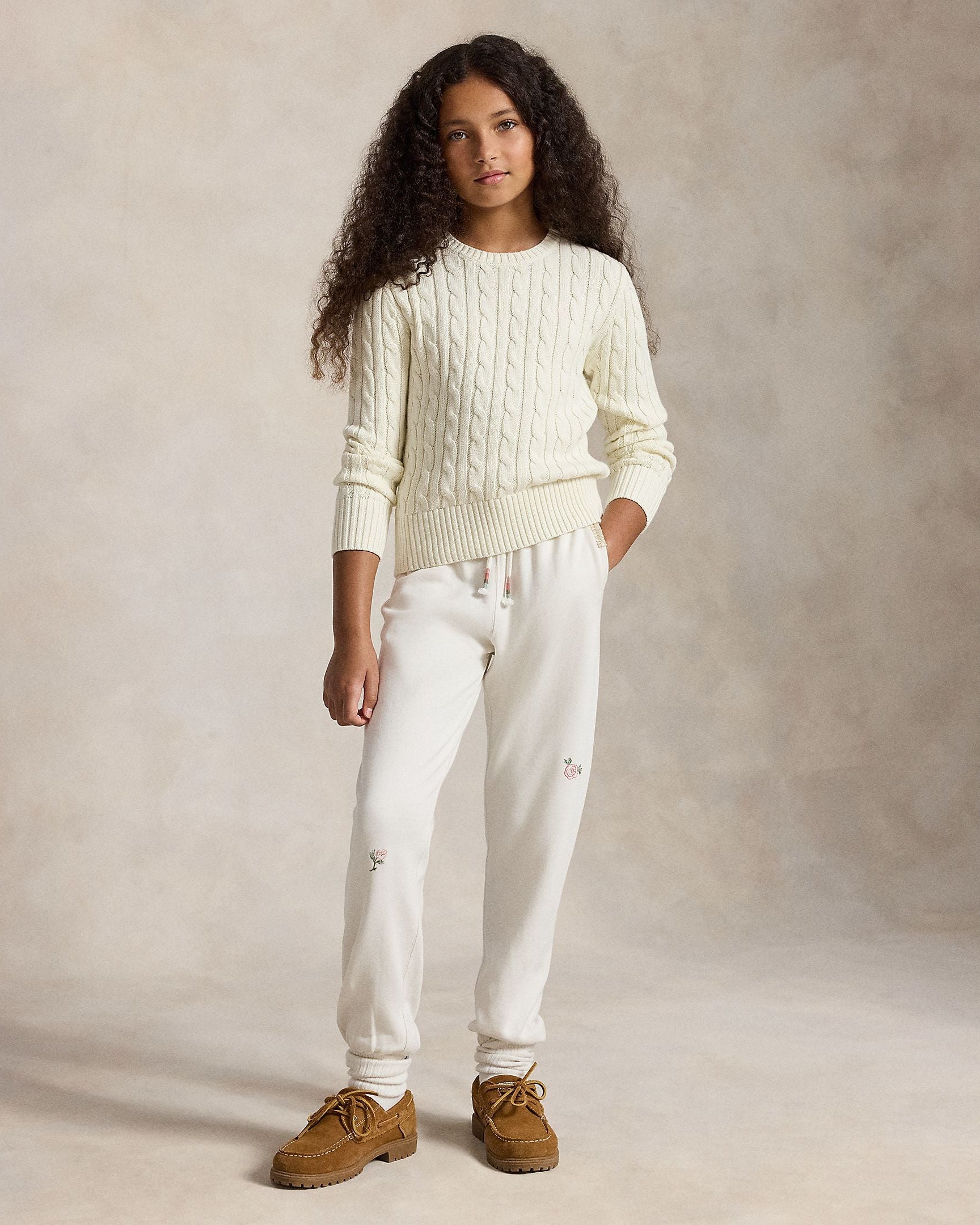 Ralph Lauren Girls Cable-Knit Cotton Pullover Sweater