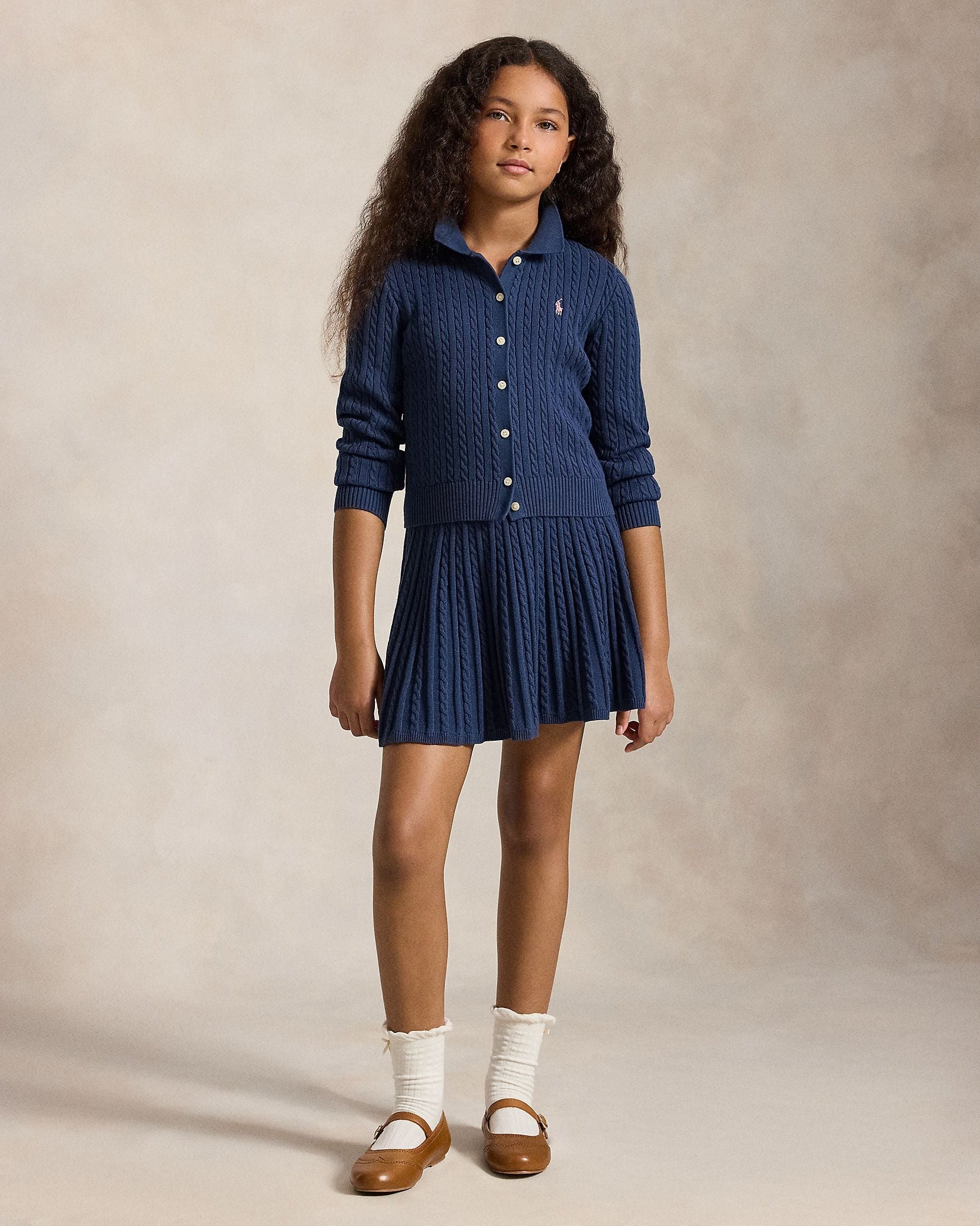 Ralph Lauren Girls Cotton Polo Cardigan & Skirt Set