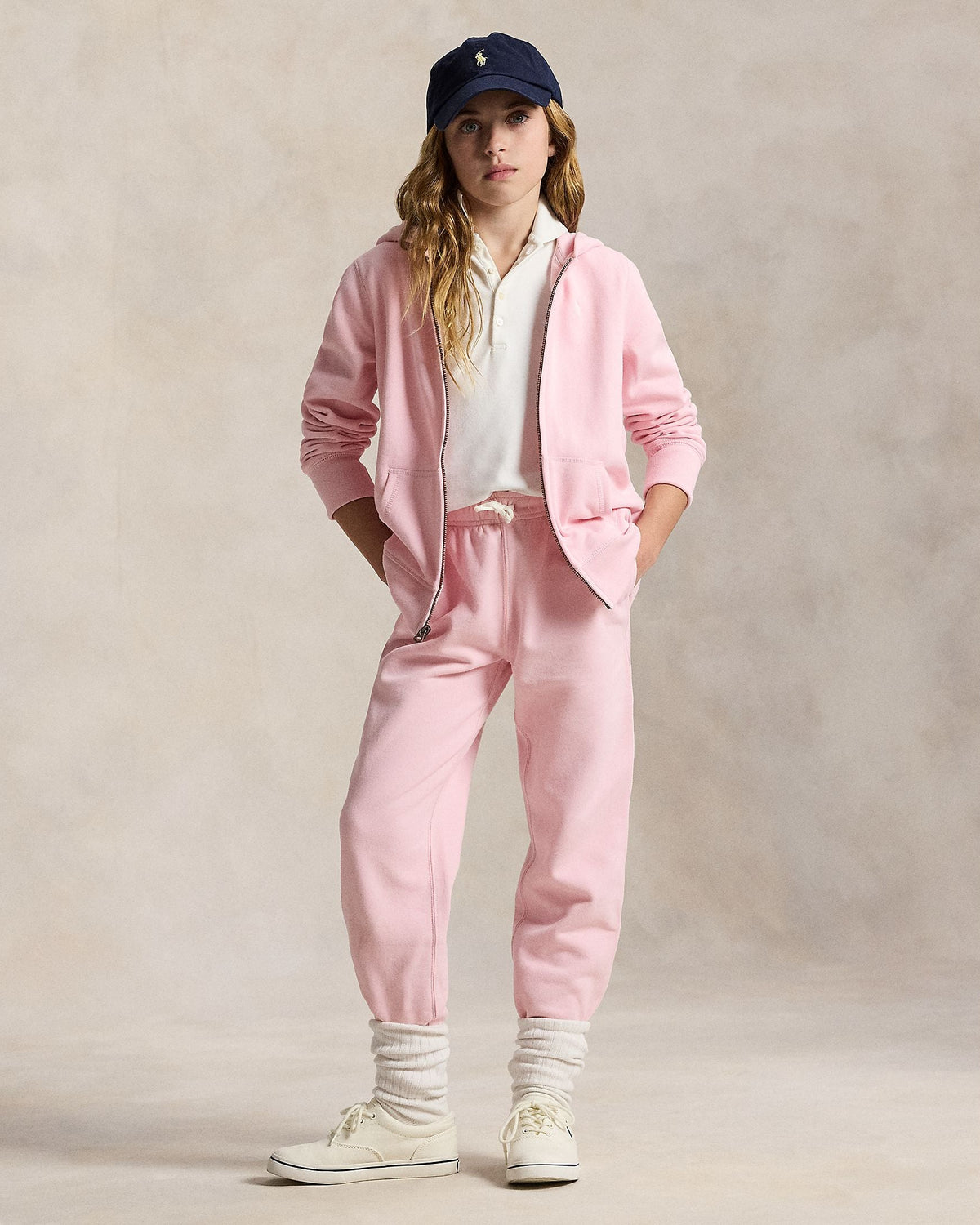 Ralph Lauren Girls Fleece Full-Zip Hoodie pink