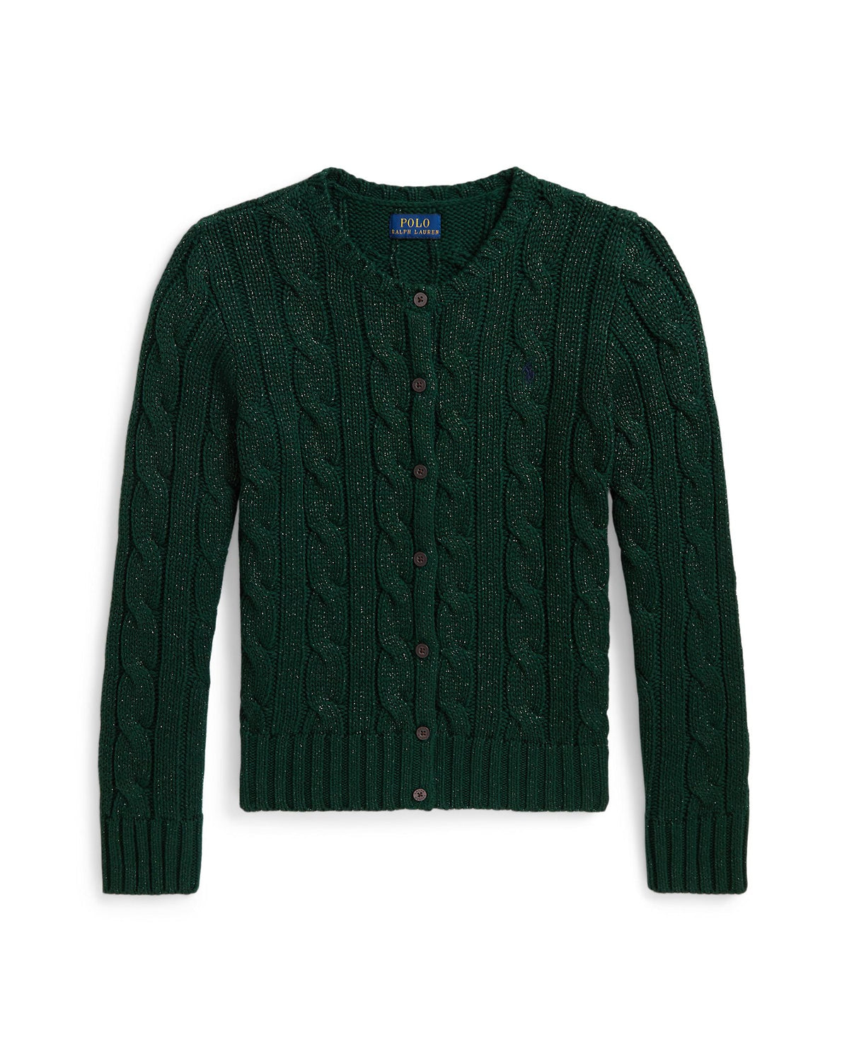 Ralph Lauren Girls Metallic Cotton Cable knit Cardigan