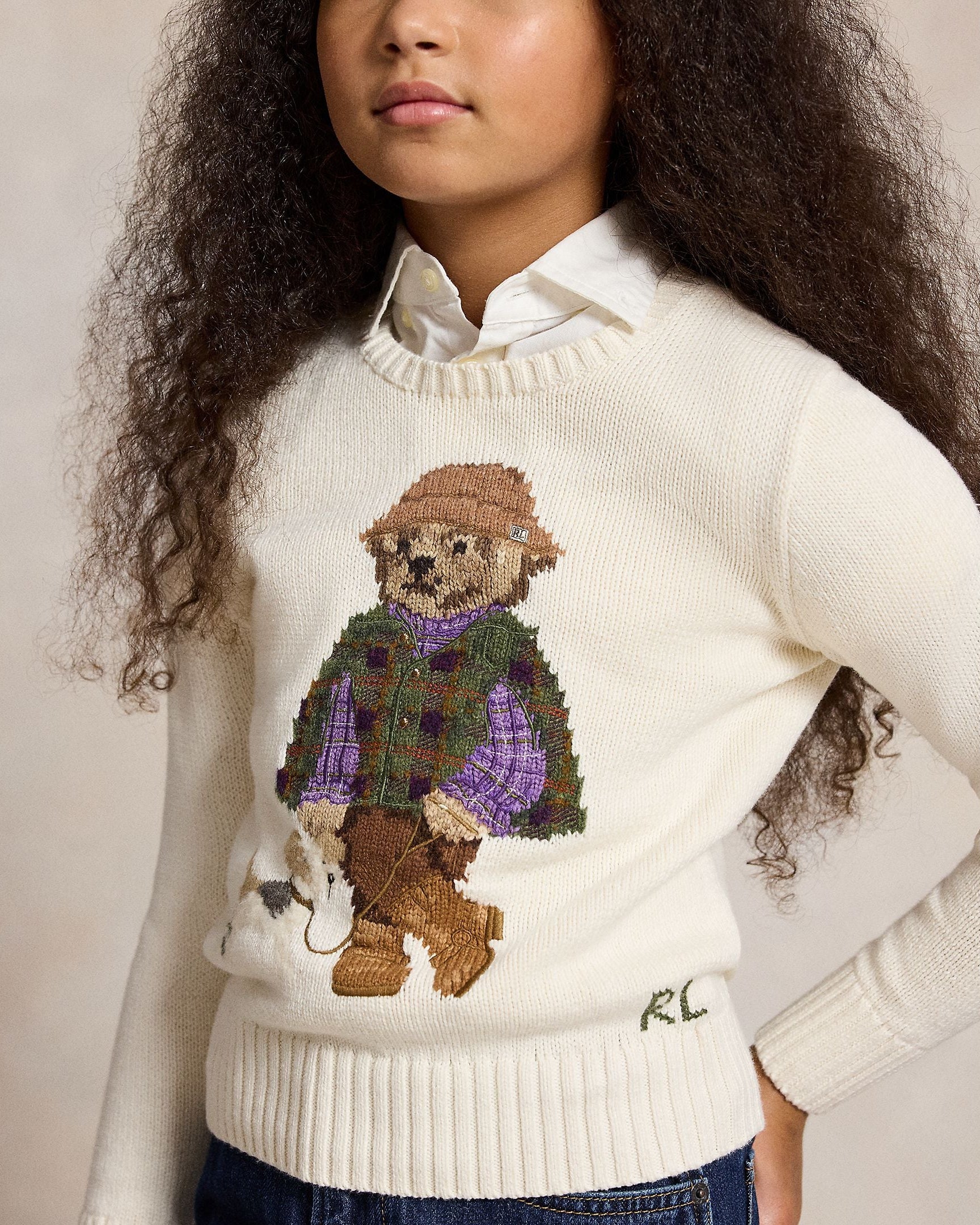 Ralph Lauren Girls Polo Bear Sweater
