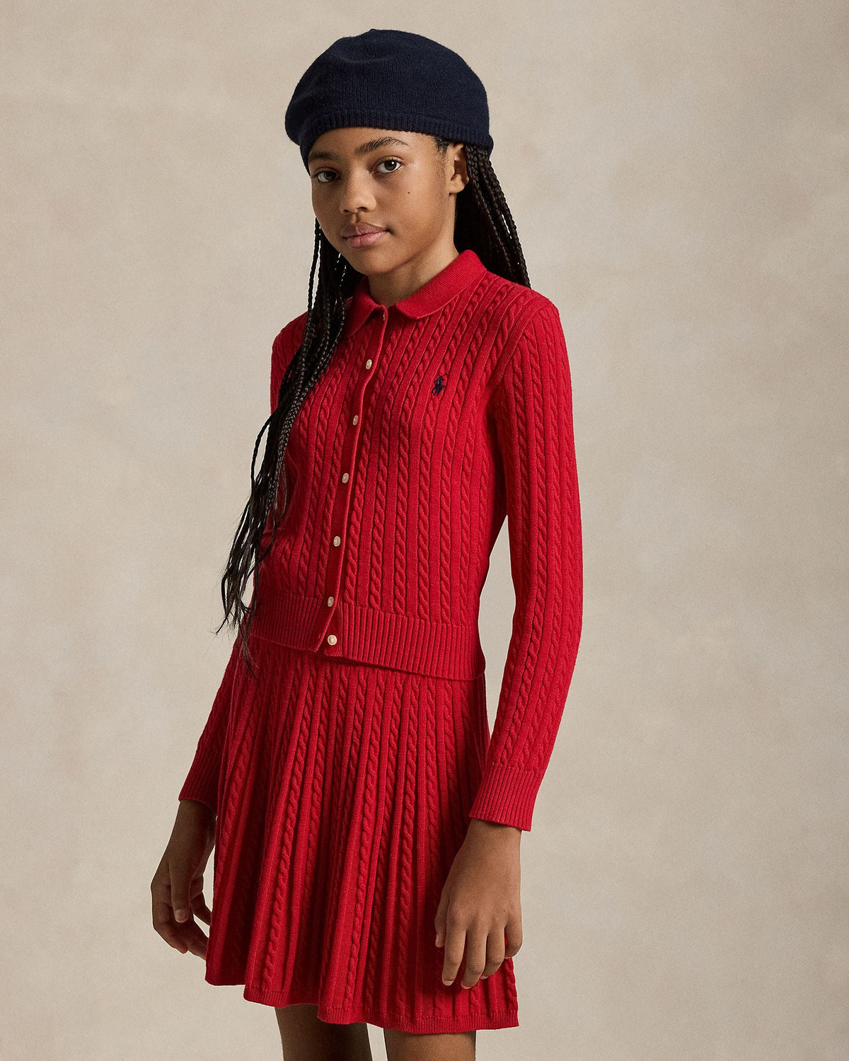 Ralph Lauren Girls Polo Cardigan & Skirt Set